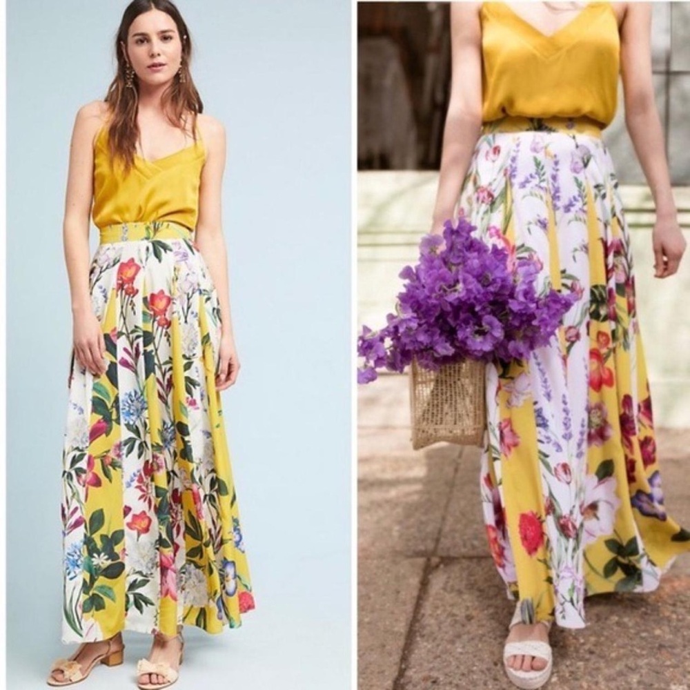 Anthropologie Rococo Sand Floral Maxi Skirt • 12
